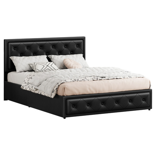 Black Hoyce Faux Leather Gas Lift Bed