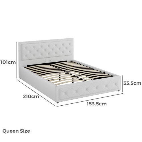 White Hoyce Boucle Gas Lift Bed