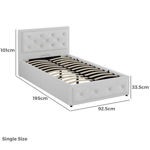 White Hoyce Boucle Gas Lift Bed