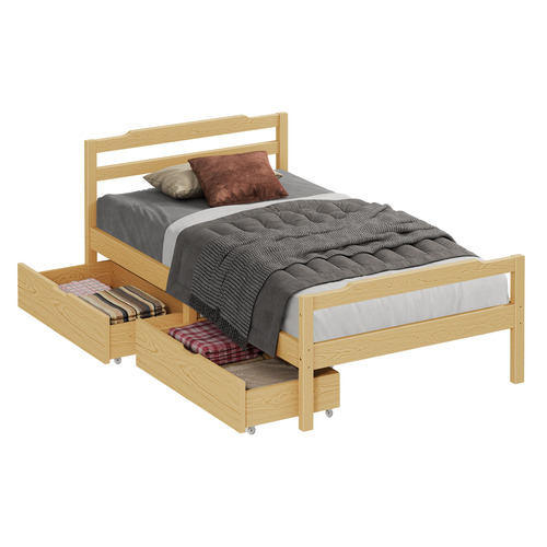 Fremont Pine Wood Platform Bed with Drawers