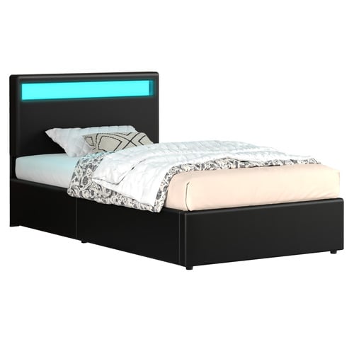 Black-Caledon-PU-Leather-Gas-Lift-Storage-Bed-with-LED