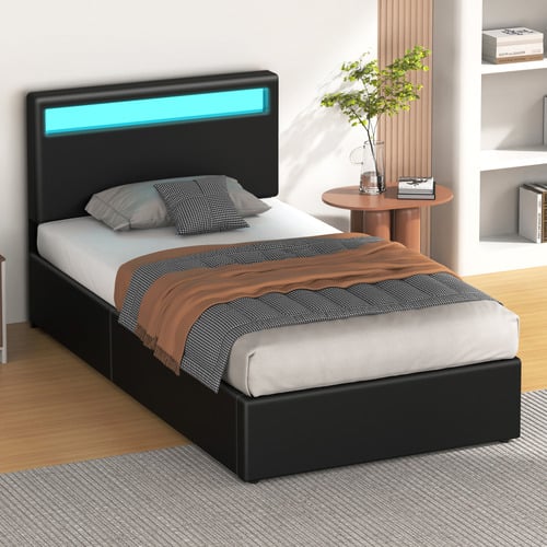 Black-Caledon-PU-Leather-Gas-Lift-Storage-Bed-with-LED