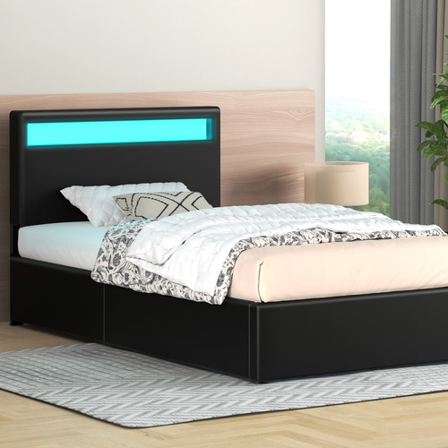 Black-Caledon-PU-Leather-Gas-Lift-Storage-Bed-with-LED