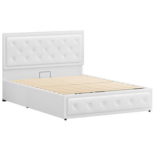 White-Hoyce-Faux-Leather-Gas-Lift-Bed