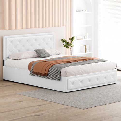 White-Hoyce-Faux-Leather-Gas-Lift-Bed