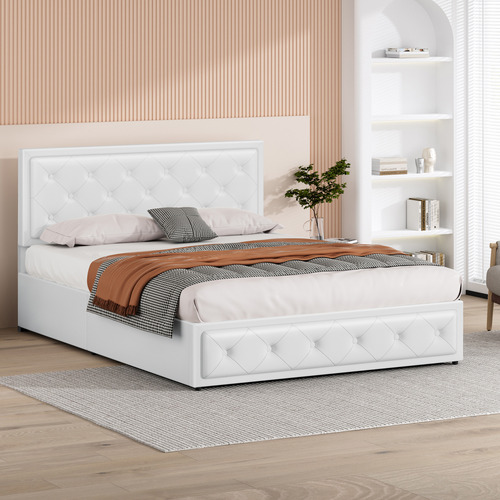 White-Hoyce-Faux-Leather-Gas-Lift-Bed