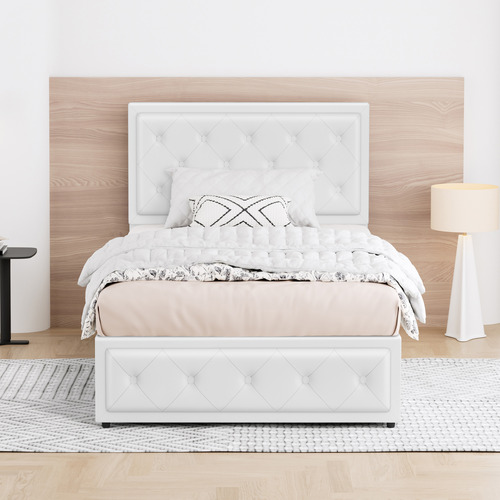 White-Hoyce-Faux-Leather-Gas-Lift-Bed