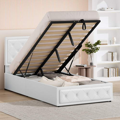 White-Hoyce-Faux-Leather-Gas-Lift-Bed