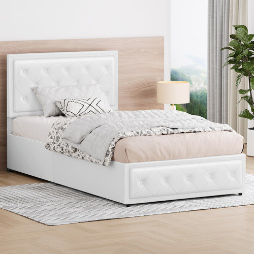 White-Hoyce-Faux-Leather-Gas-Lift-Bed