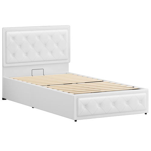 White-Hoyce-Faux-Leather-Gas-Lift-Bed