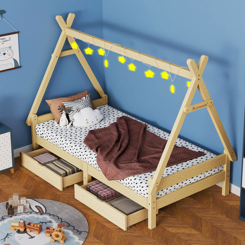 Citali-Pine-Wood-Teepee-Single-Bed-Frame