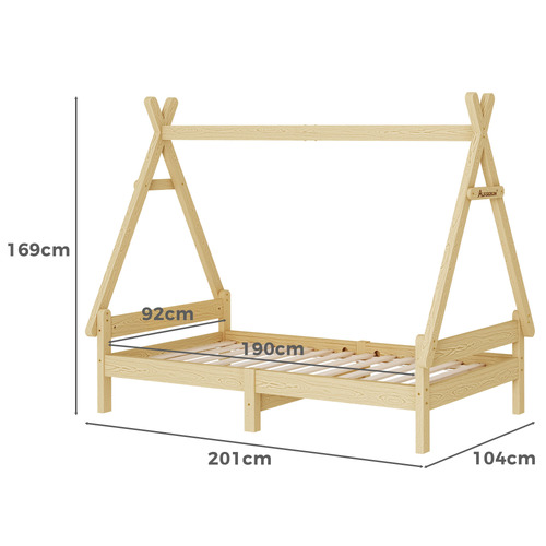 Citali Pine Wood Teepee Single Bed Frame