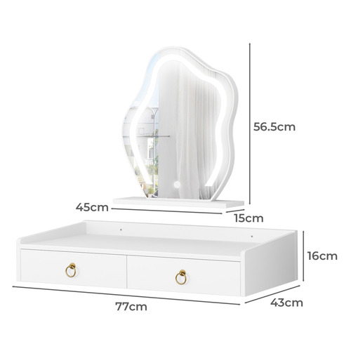 2 Piece Audrey Floating LED Dressing Table & Stool Set
