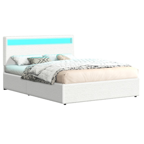 White-Caledon-Boucle-Gas-Lift-Storage-Bed-with-LED