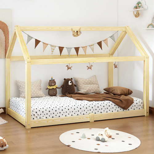 Caius Pine Wood House Bed Frame