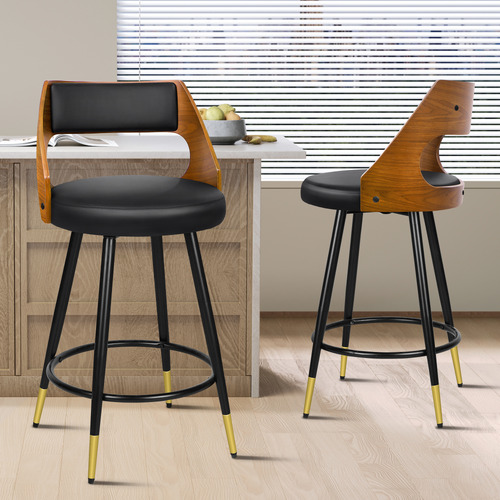 Davian Faux Leather Swivel Bar Stools