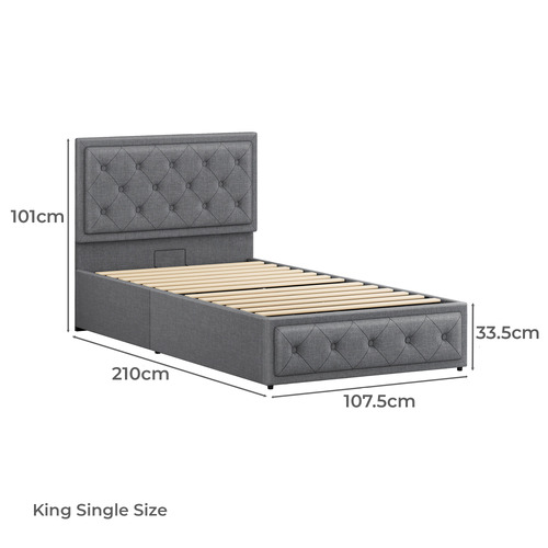 Naya Upholstered Gas Lift Storage Bed