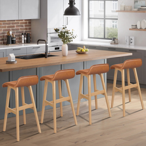 74cm White Frances Faux Leather Barstools