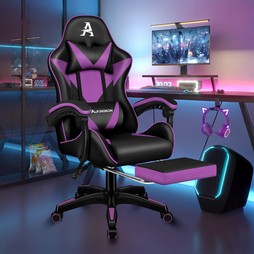 Zed I Faux Leather Gaming Chair with Footrest