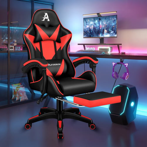 Zed I Faux Leather Gaming Chair with Footrest