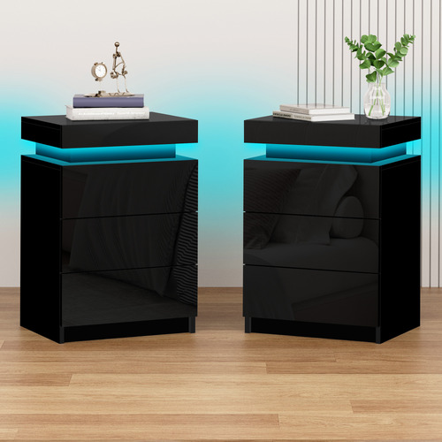 Warren 3 Drawer LED Bedside Tables