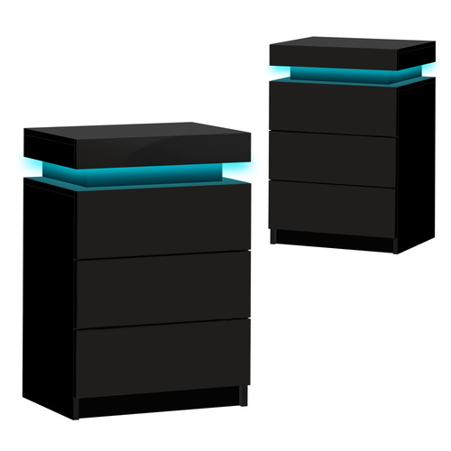 Warren 3 Drawer LED Bedside Tables