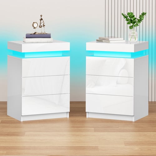 Warren 3 Drawer LED Bedside Tables