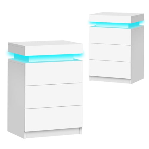 Warren 3 Drawer LED Bedside Tables