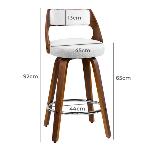 65cm Laureen Boucle Swivel Bar Stools