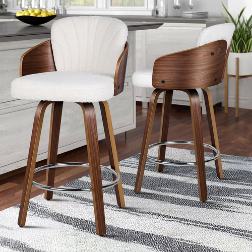 66cm Amore Boucle Swivel Bar Stools