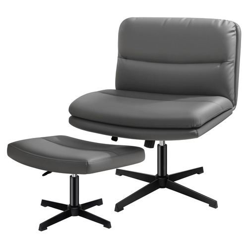 2-Piece-Gregorie-Faux-Leather-Office-Chair-and-Ottoman-Set