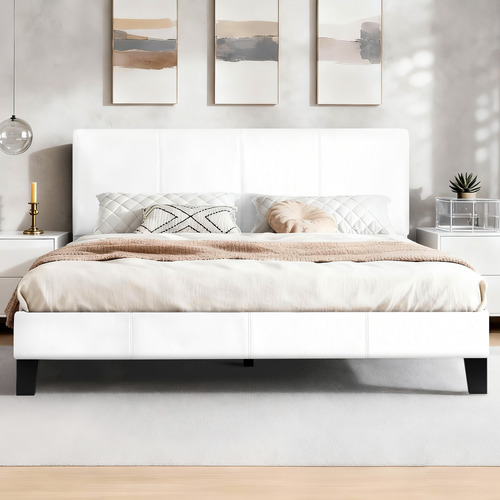 White-Kyle-Faux-Leather-Bed