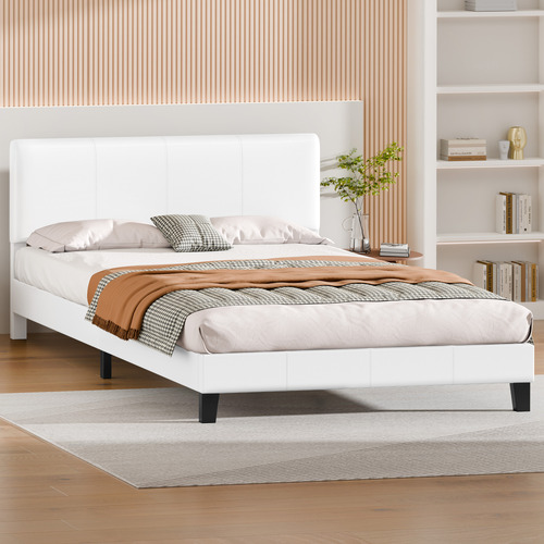 White-Kyle-Faux-Leather-Bed