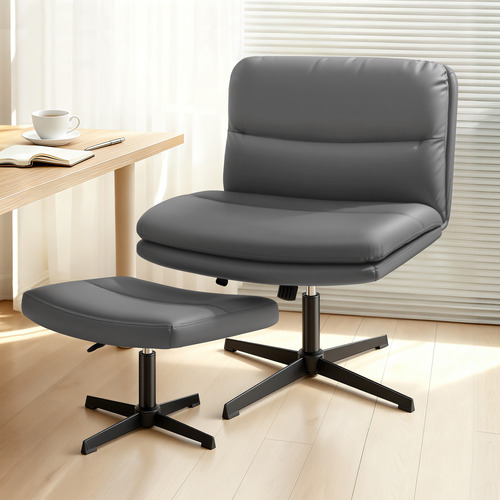 2-Piece-Gregorie-Faux-Leather-Office-Chair-and-Ottoman-Set