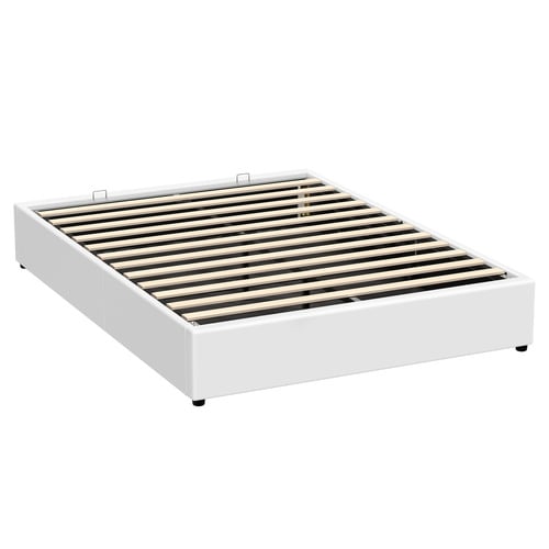 White Tiago Faux Leather Gas Lift Bed Base