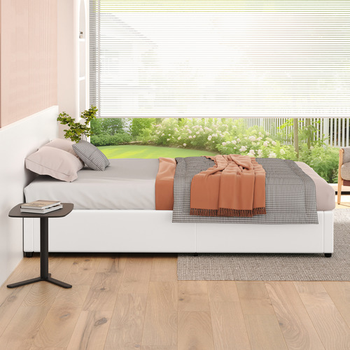 White Tiago Faux Leather Gas Lift Bed Base