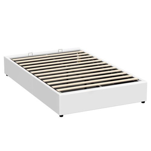 White Tiago Faux Leather Gas Lift Bed Base