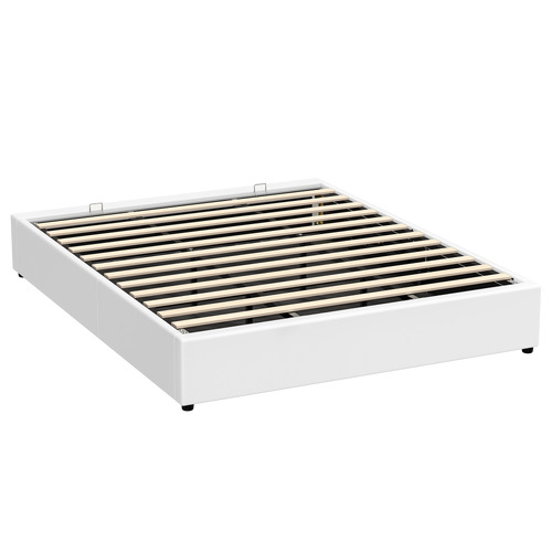 White Tiago Faux Leather Gas Lift Bed Base