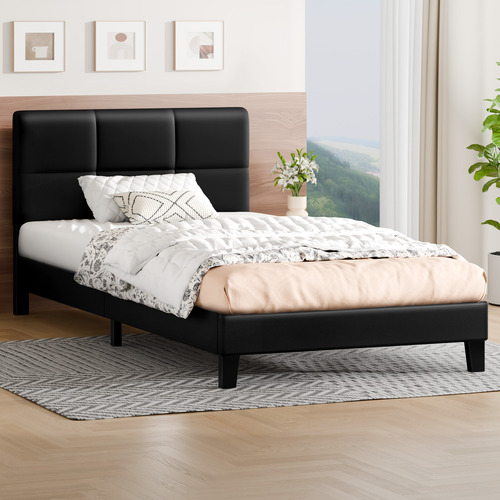 Black Cassandra Faux Leather Bed Frame