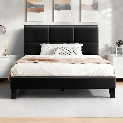 Black Cassandra Faux Leather Bed Frame