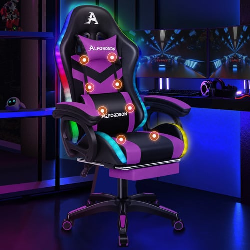 Maximus LED Gaming Massage Office Chair with Footrest