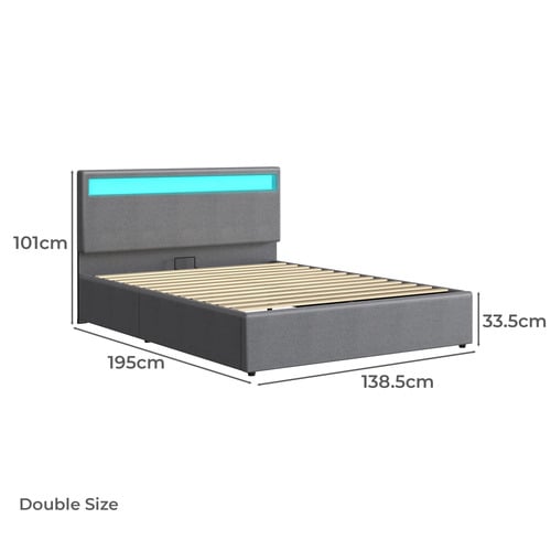 Caledon Upholstered Gas Lift Storage Bed with LED