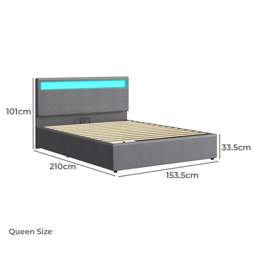 Caledon Upholstered Gas Lift Storage Bed with LED