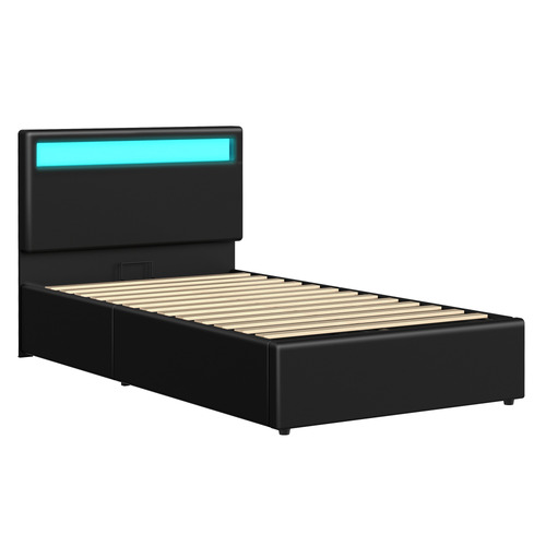 Black-Caledon-PU-Leather-Gas-Lift-Storage-Bed-with-LED