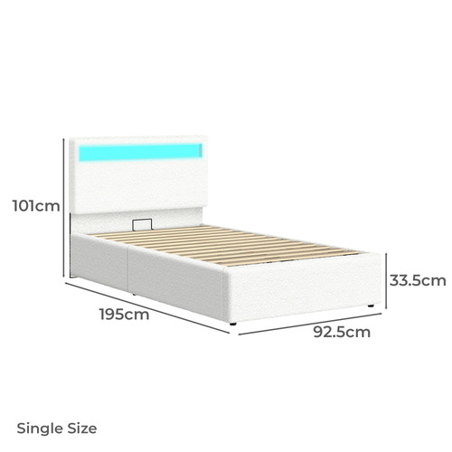 Caledon Boucle Gas Lift Storage Bed with LED