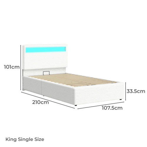 Caledon Boucle Gas Lift Storage Bed with LED