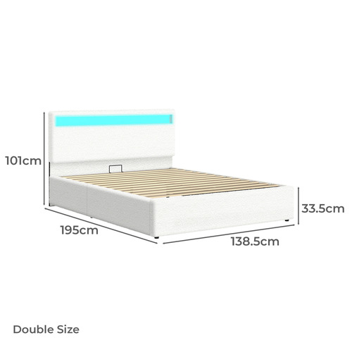 Caledon Boucle Gas Lift Storage Bed with LED