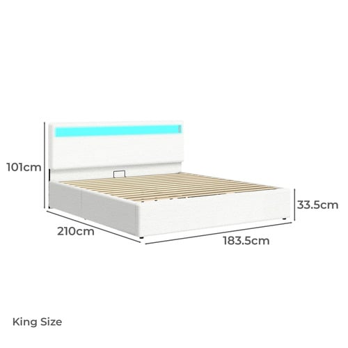 Caledon Boucle Gas Lift Storage Bed with LED