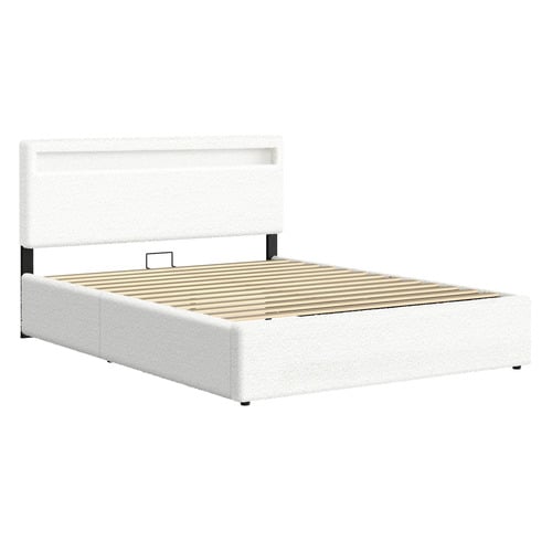 White-Caledon-PU-Leather-Gas-Lift-Storage-Bed-with-LED