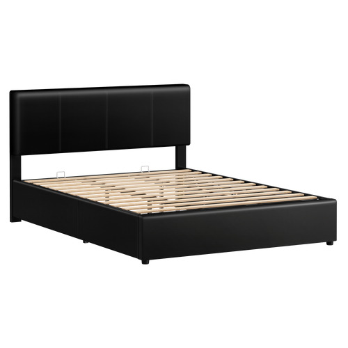 Black Hudson Faux Leather Gas Lift Storage Bed